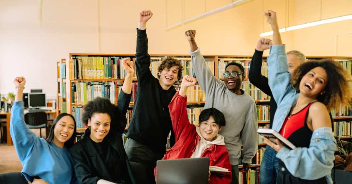 Successful students in passing college admission process.