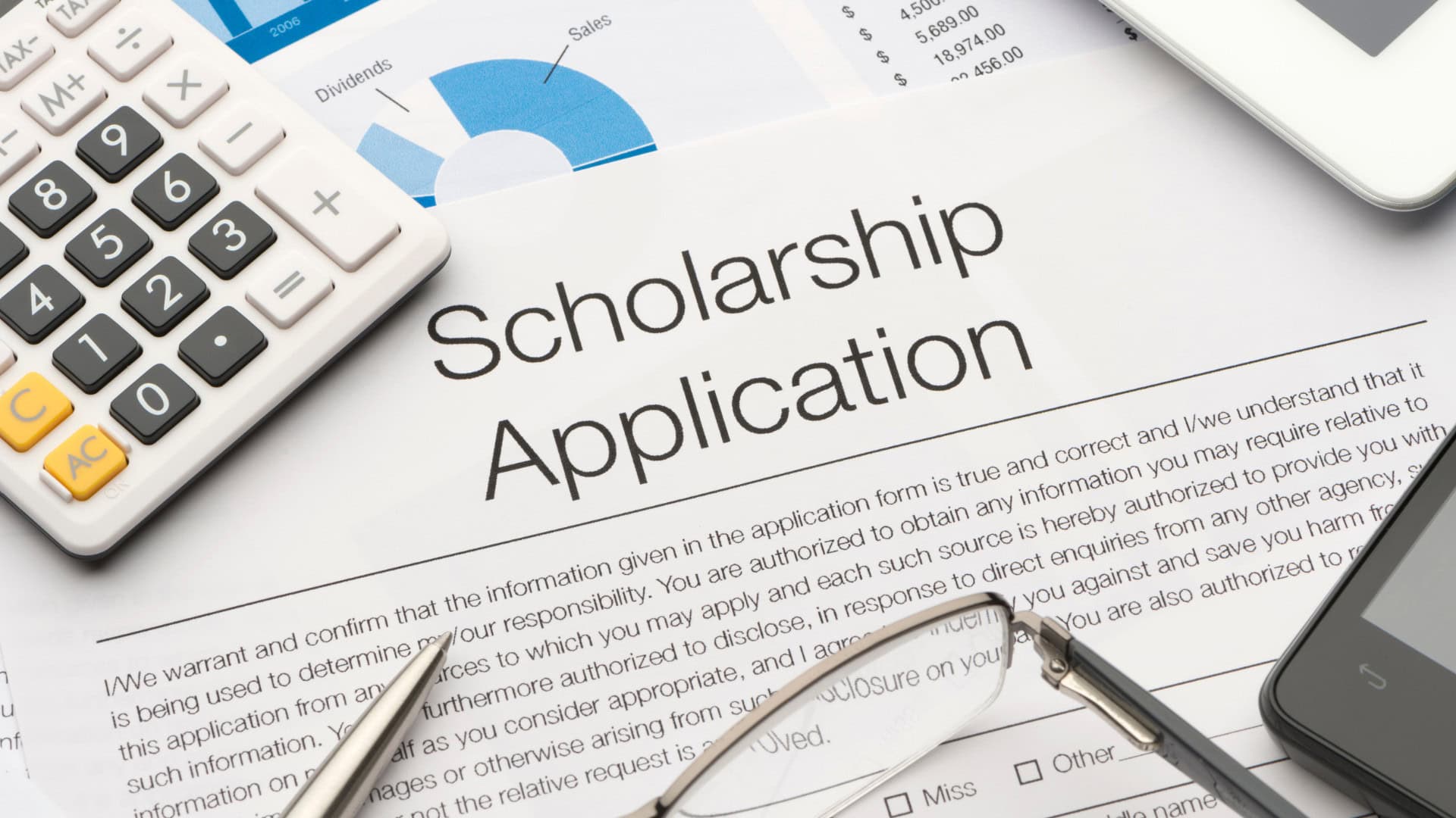 scholarship application form on a table