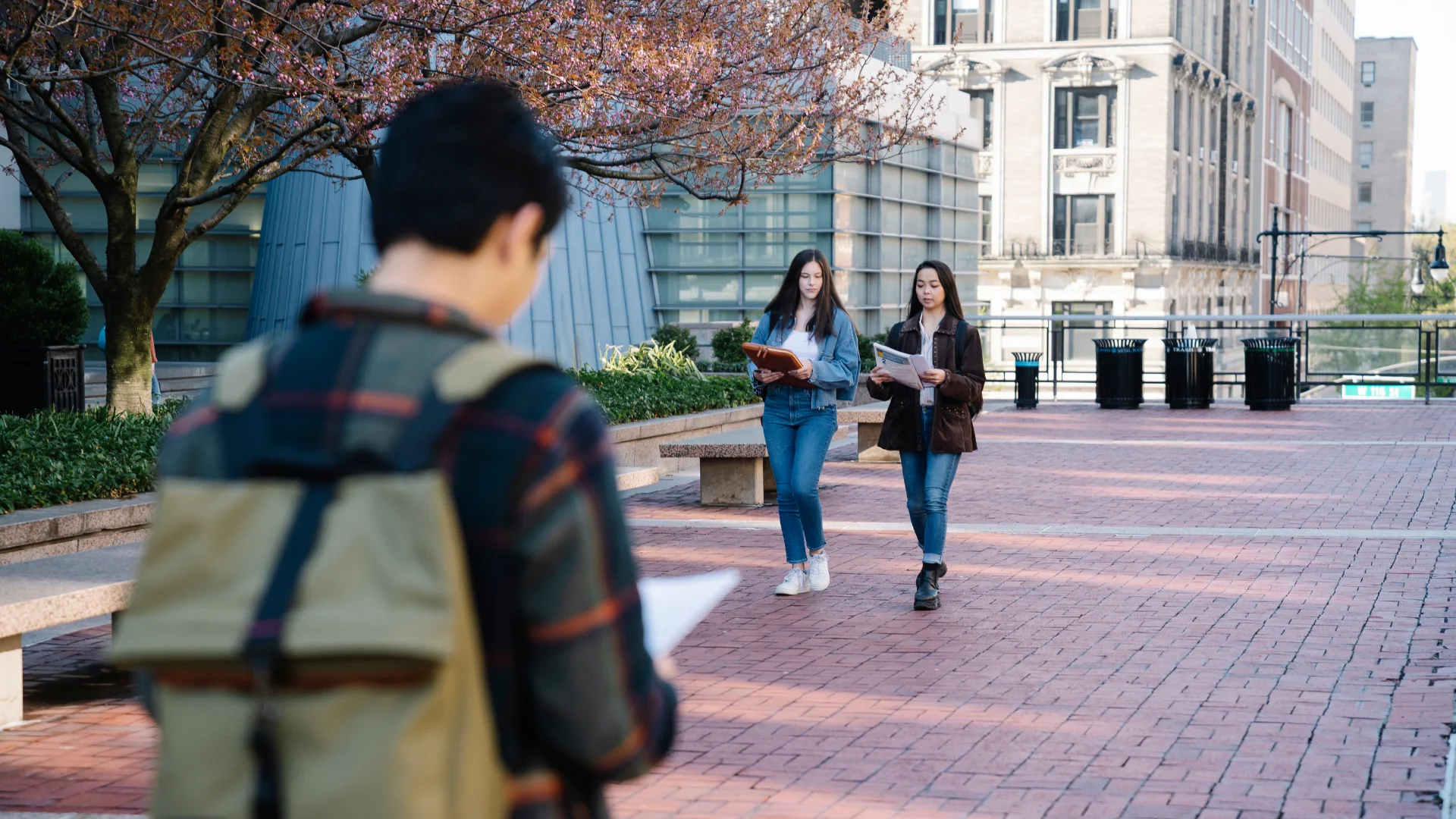 students enjoying campus life in college