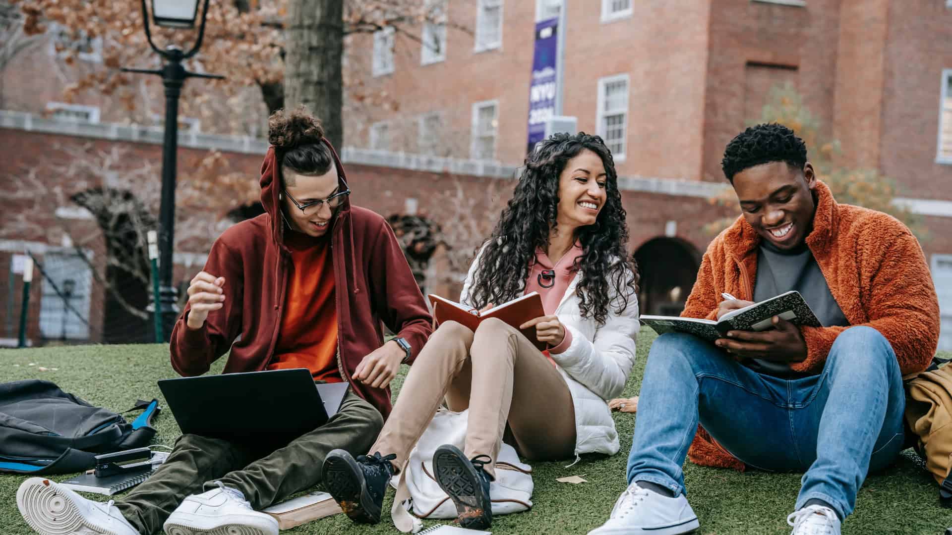 group of students sitting together discussing their perfect college match