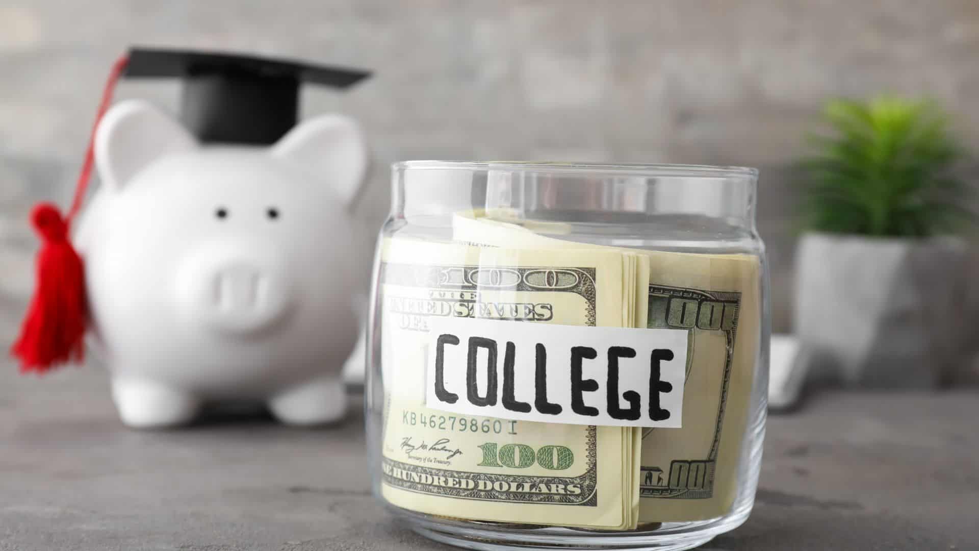 money jar representing largest expense in college