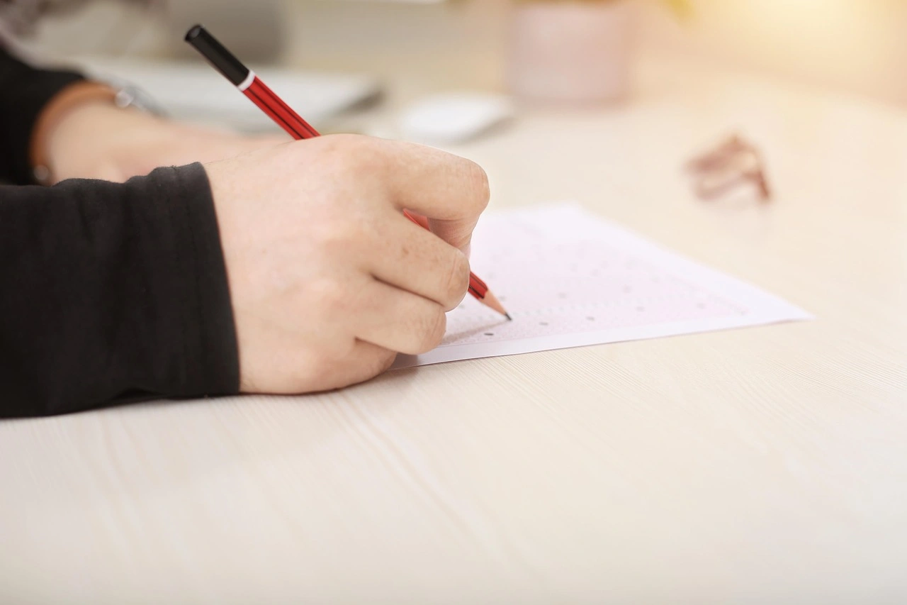 A student writing an essay