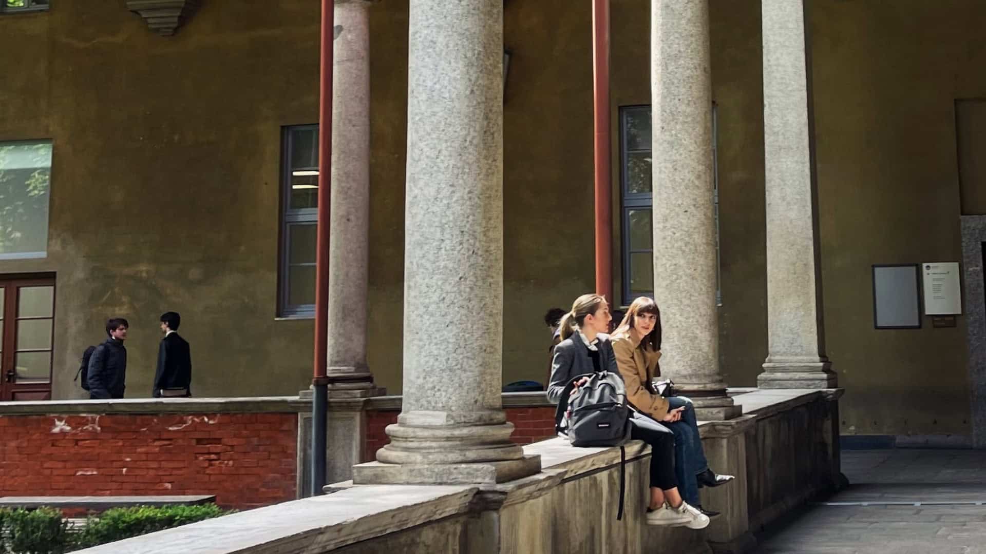 students sitting together in a school campus